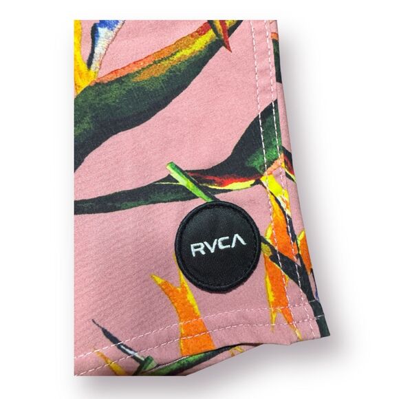 RVCA Pink Floral Board Shorts Size 28" Swim Trunks Retro Beach Shorts Y2K - Picture 3 of 5
